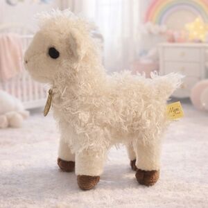 Adorable Cream and Brown Plush Llama by